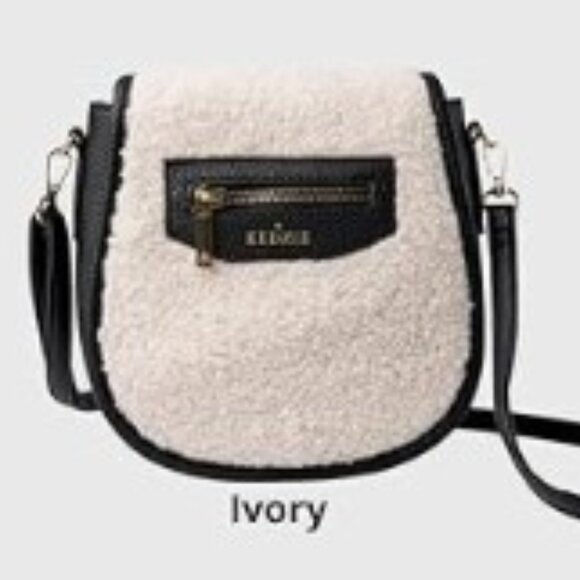KEDZIE Crossbody Mini Messenger in Vegan Leather Faux Shearling Handbag - Picture 5 of 9
